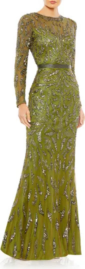 Mac Duggal Beaded Long Sleeve Gown | Nordstrom | Nordstrom