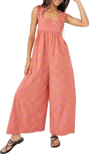 Katya Ruffle Strap Cotton Jumpsuit | Nordstrom