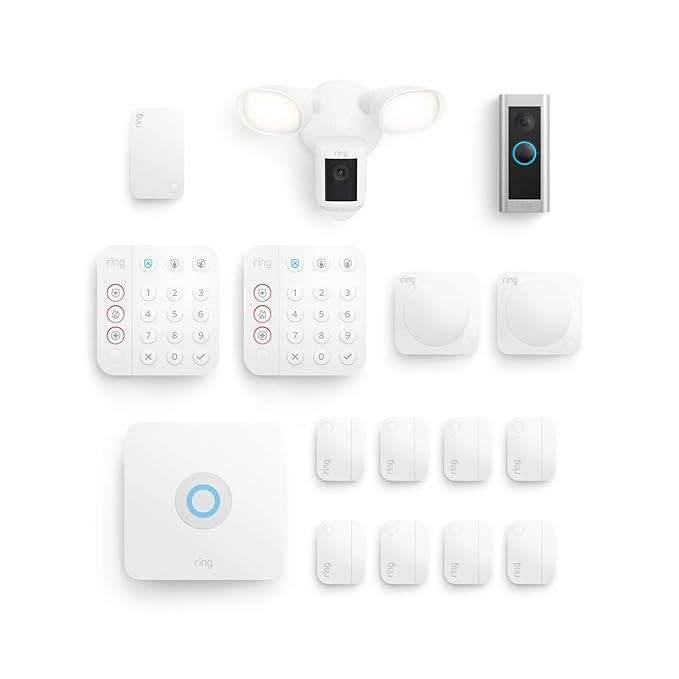 Ring Alarm 14-Piece Kit with Ring Wired Doorbell Pro and Ring Floodlight Cam Wired Pro | Amazon (US)