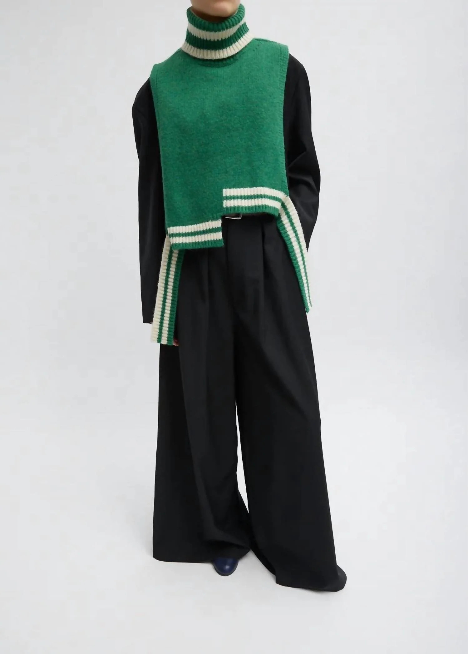 Lambswool Sporty Turtleneck Dicky Sweater In Green Multi | Shop Simon