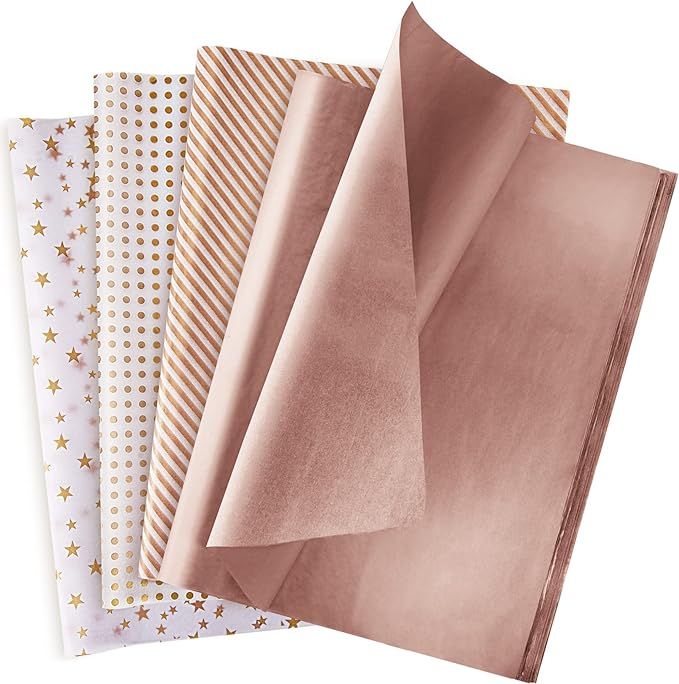 Larcenciel Tissue Paper, 120 Sheets Rose Gold Tissue Paper Bulk, Gift Wrapping Paper for Gift Bag... | Amazon (US)