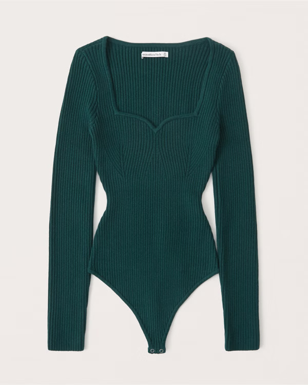 Women's Long-Sleeve Sweetheart Sweater Bodysuit | Women's New Arrivals | Abercrombie.com | Abercrombie & Fitch (US)