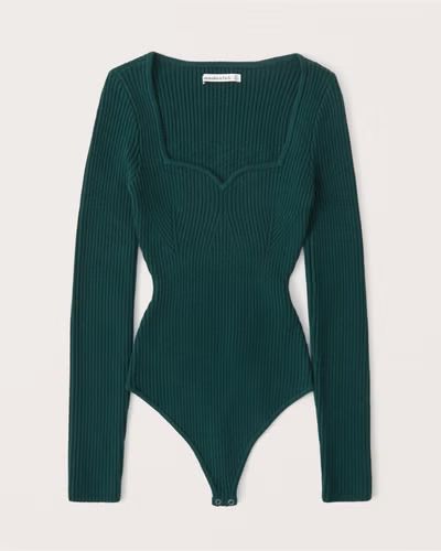 Long-Sleeve Sweetheart Sweater Bodysuit | Abercrombie & Fitch (US)