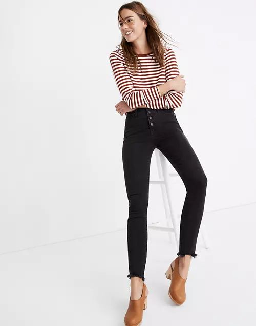 Petite 10" High-Rise Skinny Jeans in Berkeley Black: Button-Through Edition | Madewell