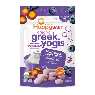 HappyBaby Organic Greek Yogis Blueberry & Purple Carrot Baby Snacks -1oz | Target