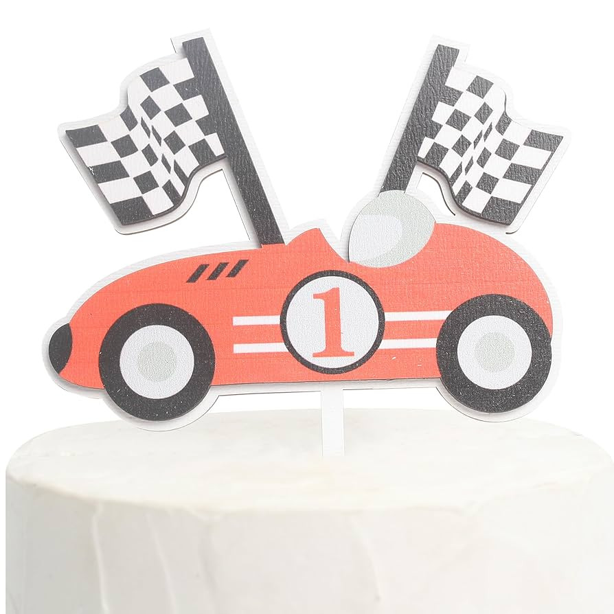 Fast One Wooden Baby First Birthday Cake Topper，One Year Old Race Car Birthday Cake Topper，Bo... | Amazon (US)