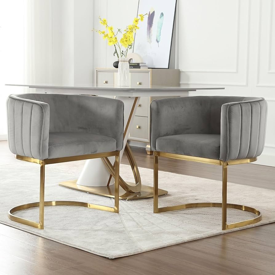 Modern Velvet Dining Chairs Set of 2 Contemporary Kitchen & Dining Room Chairs with Arms Upholste... | Amazon (US)
