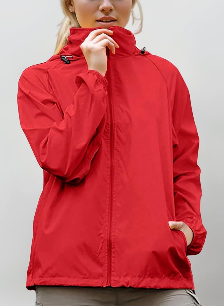 Womens Waterproof Running Jacket Quick Dry Lightweight Raincoat Hooded Rain Jacket Thin Sunscreen... | Amazon (UK)