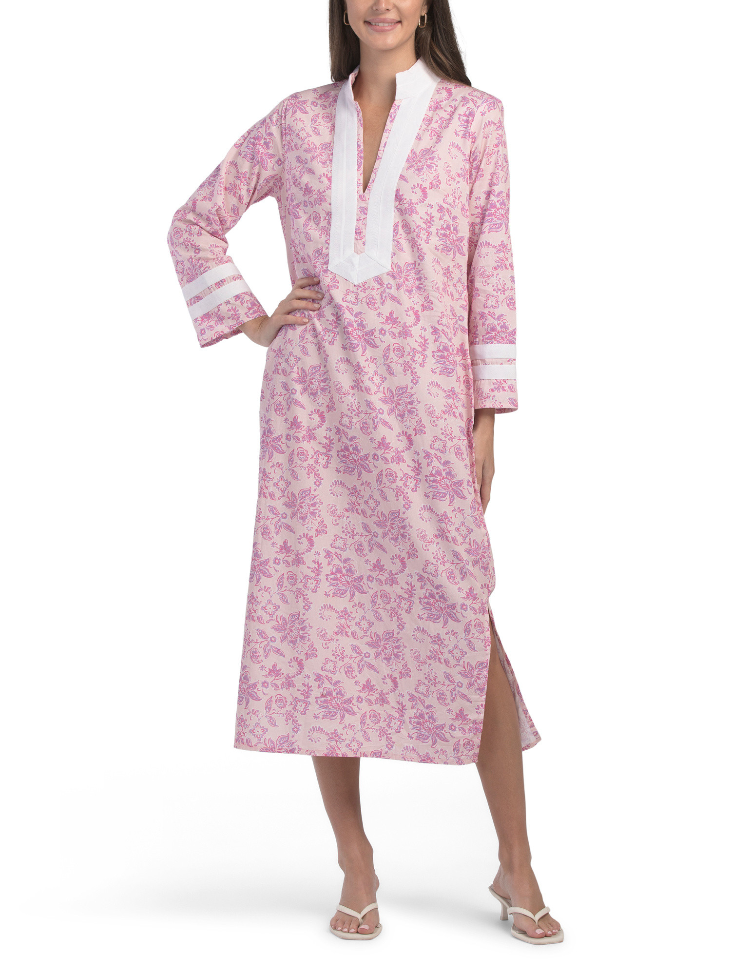 Long Sleeve Printed Caftan Dress | TJ Maxx