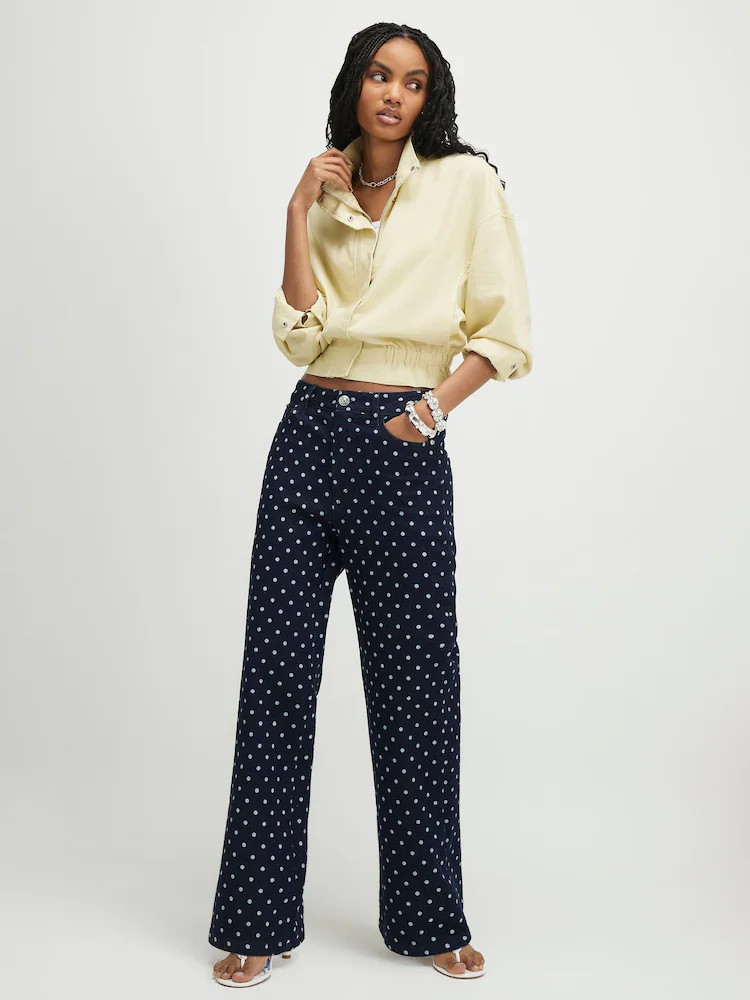 River Island - Relaxte rechte jeans met hoge taille en stippen | Next EU