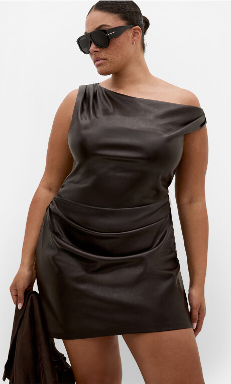 Elianna Faux Leather Mini Dress - espresso | City Chic AU