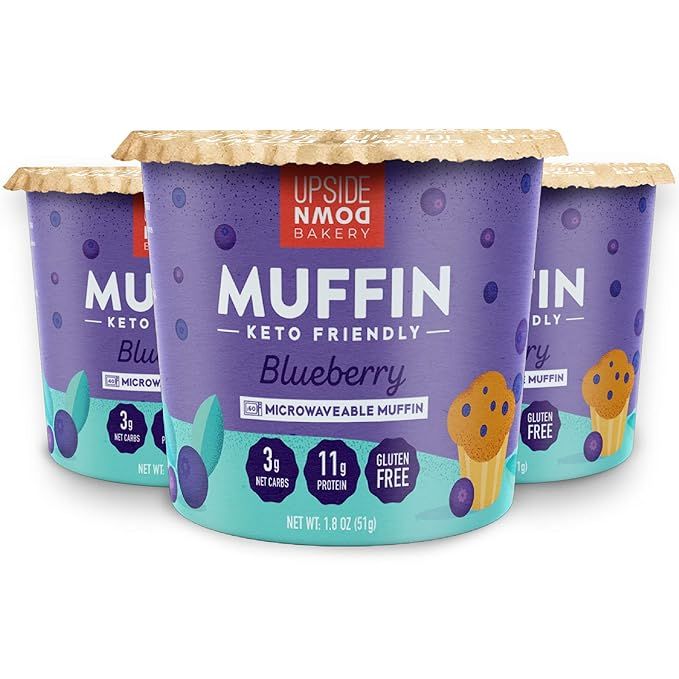 Keto Blueberry Muffin Cup by Upside Down Bakery (3 Net Carbs) - High Protein Snack, Microwavable ... | Amazon (US)