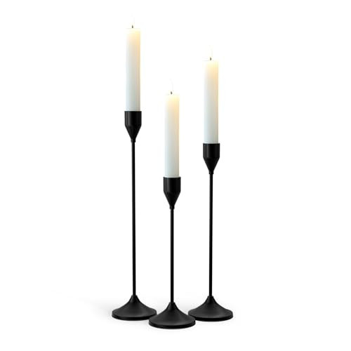 Brass Black Metal Taper Candle Holder, Vintage Candlestick Holders, Candle Sticks Holder Decor for Wedding Wedding, Dinning, Party, Fits 3/4 inch Thick Candle&Led Candles (Set of 3 Pcs) | Amazon (US)