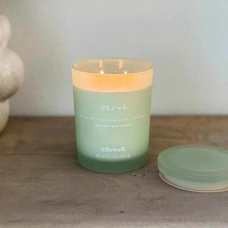 Allswell Savor (Pistachio + Marshmallow + Sea Salt) Scented 2-Wick 15oz Spa Jar Candle - Walmart.... | Walmart (US)