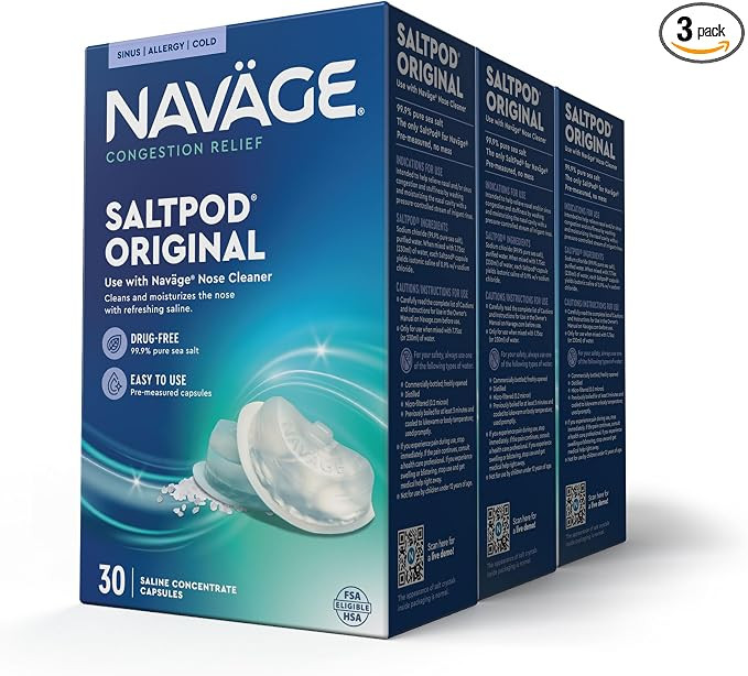 Navage SaltPod Bundle – 3 Packs of 30 (90 SaltPods), Saline Refills for Navage Nasal Irrigation... | Amazon (US)