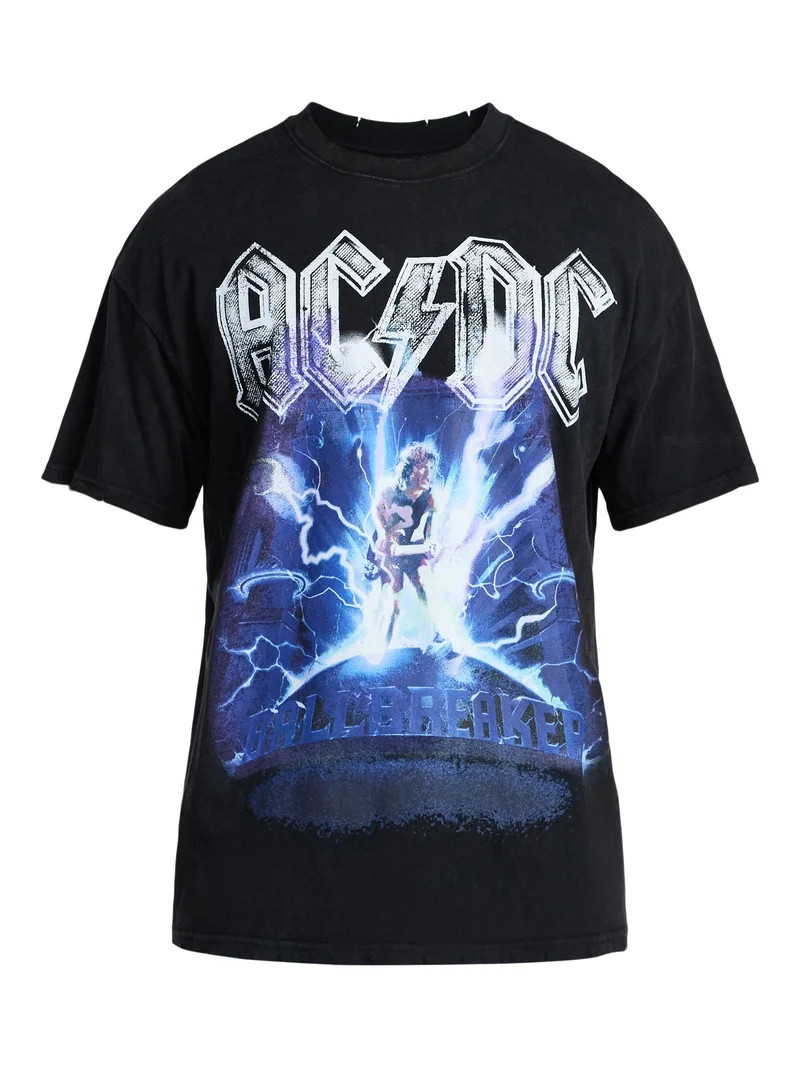 AC/DC Men's & Big Men's Graphic Mineral Wash Band Tee with Short Sleeves, Sizes XS-4XL | Walmart (US)