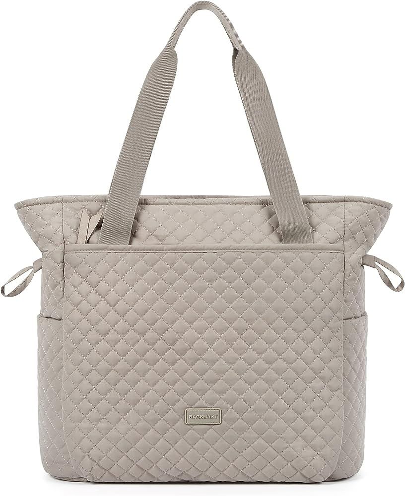 BAGSMART Quilted Tote Bag, Top Handle Handbags for Women, Shoulder Bag, 25L Large Hobo Bag for Wo... | Amazon (US)