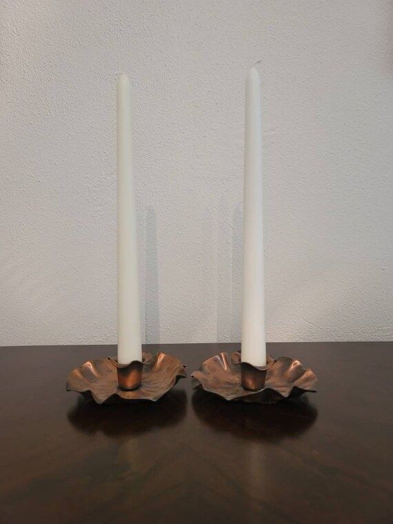 Copper Candlestick Holders  Set of 2  Vintage | Etsy | Etsy (US)