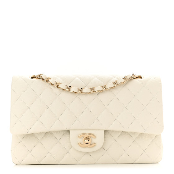 CHANEL Caviar Quilted Medium Double Flap White | FASHIONPHILE (US)