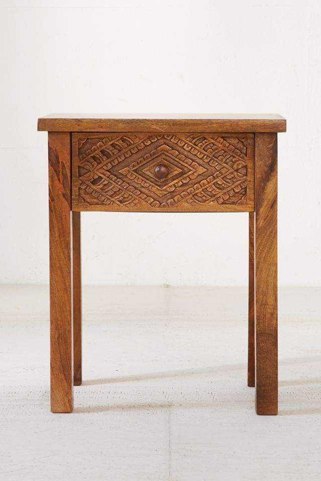 Amira Carved Wood Nightstand | Urban Outfitters (US and RoW)