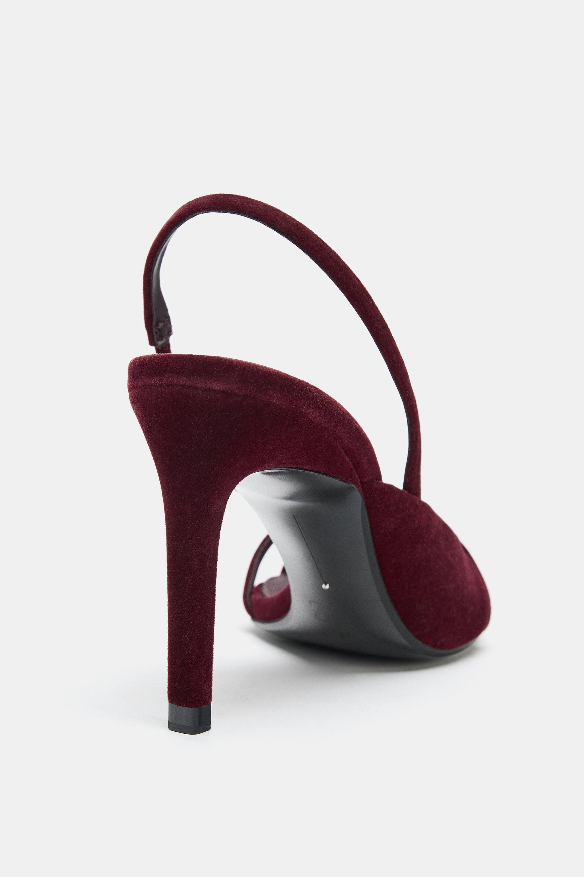 VELVET EFFECT HEELED SANDALS | Zara US