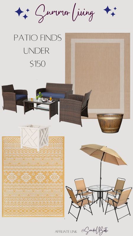 Patio finds under $150 


back porch decor / outdoor furniture / patio set / patio dining / outdoor rug / large planter 

#LTKSeasonal #LTKunder100 #LTKhome