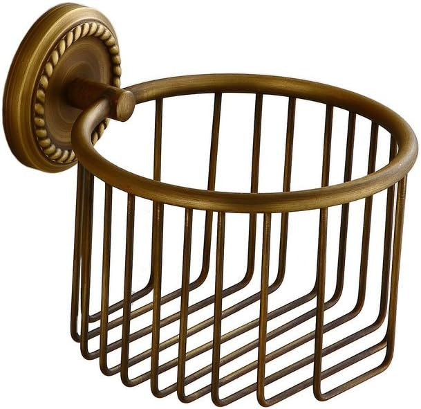 Vintage Toilet Paper Holder Wall Mounted Bathroom Roll Tissue Wire Basket, Antique Brass | Amazon (US)