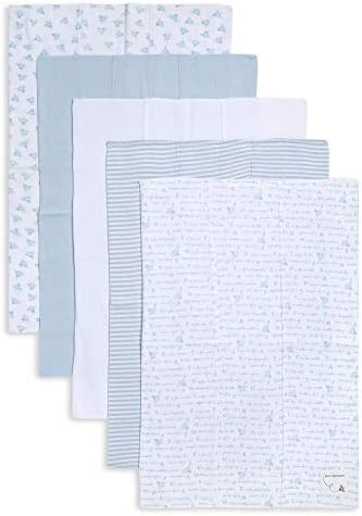 Burt's Bees Baby - 5 Pack of Burp Cloths, 100% Organic Cotton (1 Cloud, 1 Solid Color, 1 Honey Be... | Amazon (US)