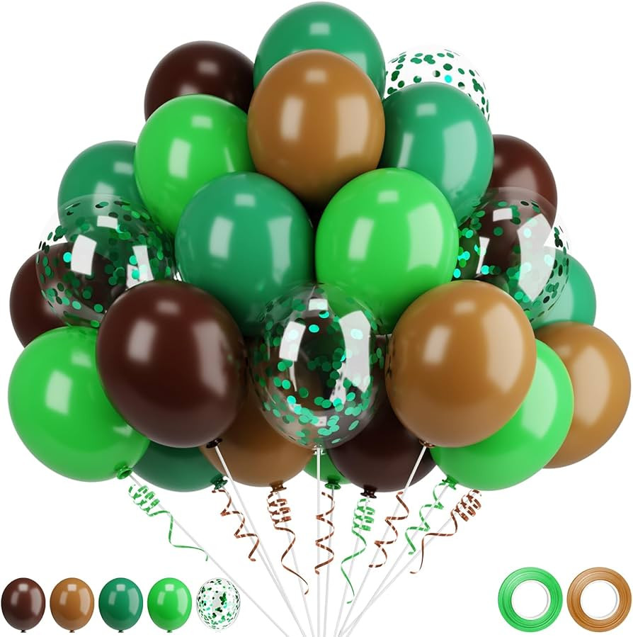 62 Pack Green and Brown Balloons - 12 Inch Retro Green Brown Balloons Confetti Balloons with Ribb... | Amazon (CA)