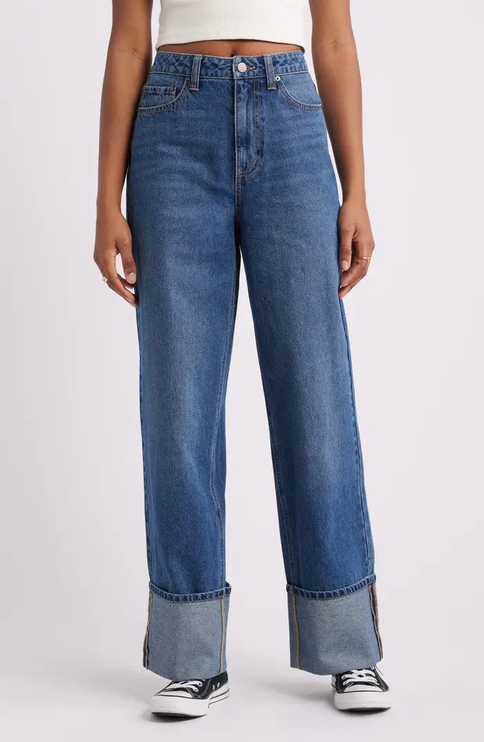 Wide Cuff High Waist Wide Leg Jeans | Nordstrom