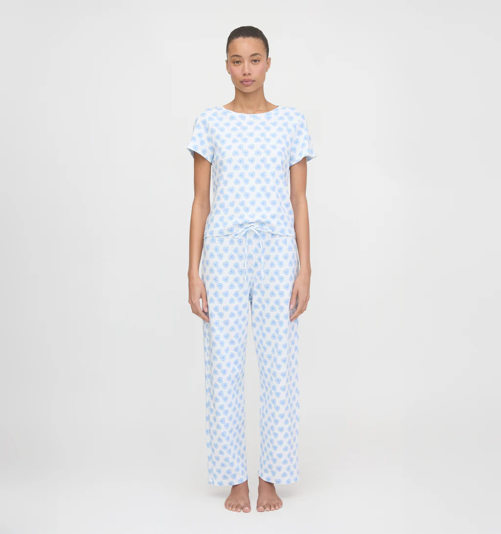The Kelly Pajama Set - Blue Doily Heart | Hill House Home US
