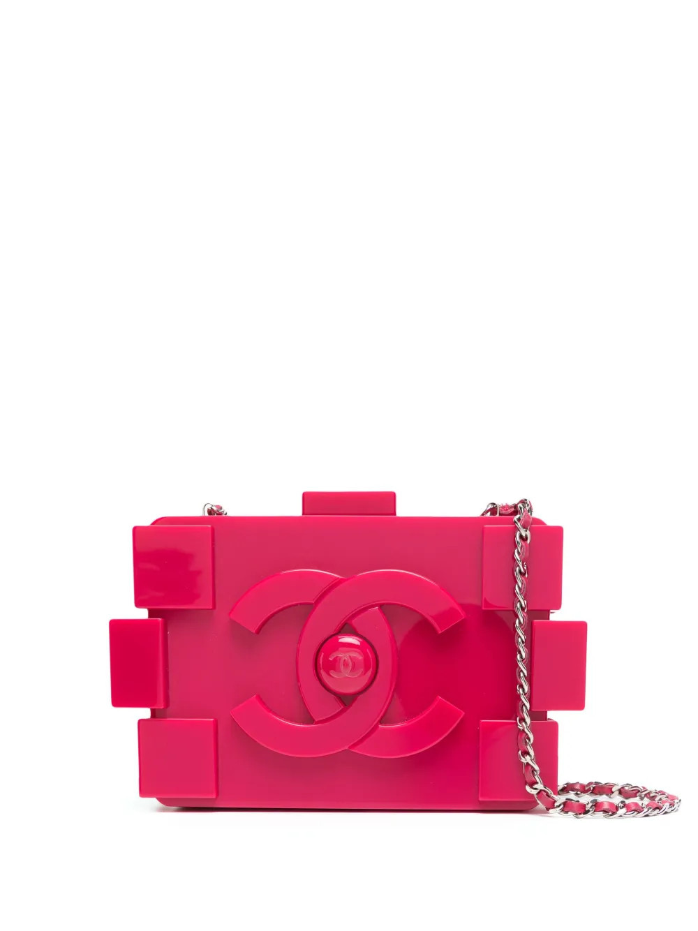 CHANEL Pre-Owned Lego chain-link crossbody bag - Pink | Farfetch Global