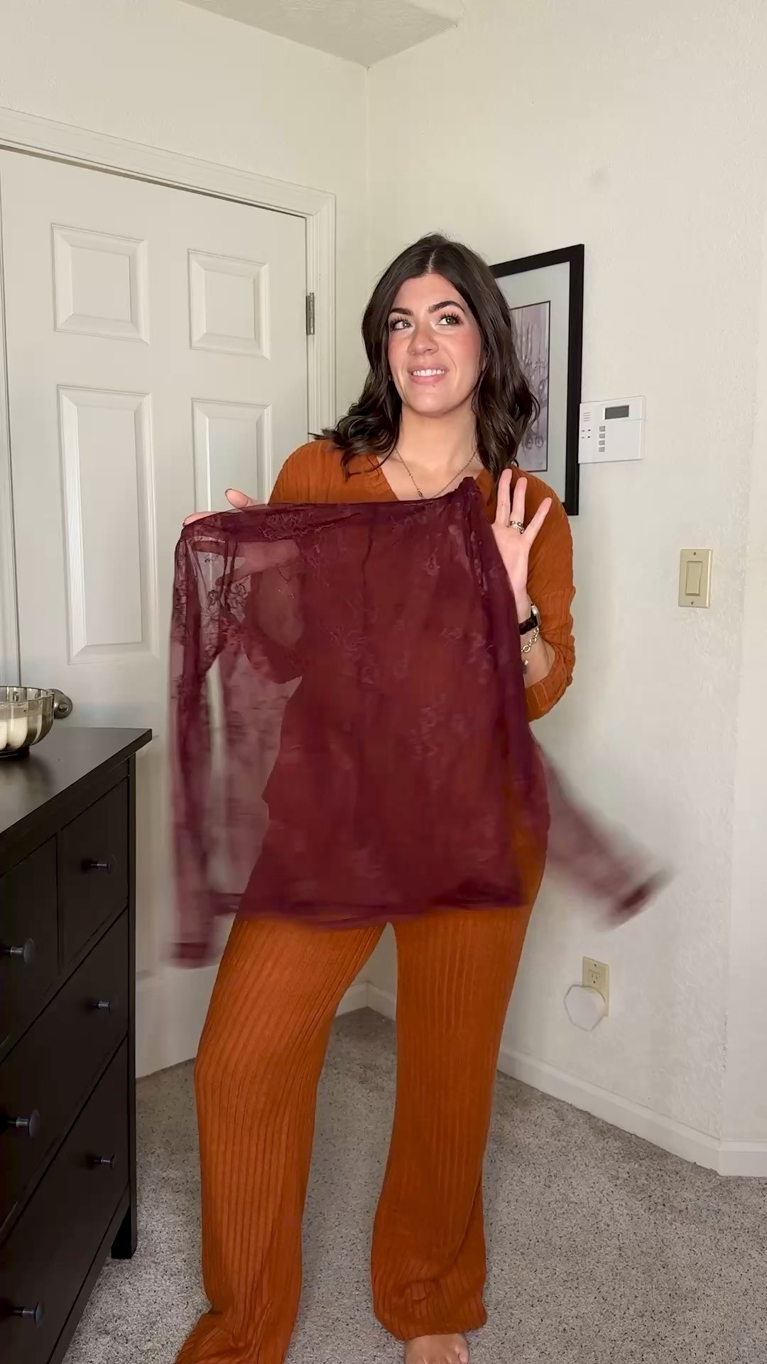 Comfy Thanksgiving outfit 
In a medium on lace top, medium velvet top, medium velvet pants 

#LTKHoliday #LTKMidsize #LTKWatchNow