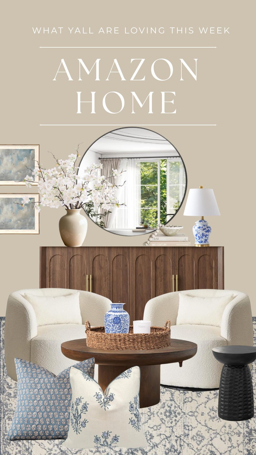 Amazon living room space refresh! Love adding whites and blues for summer! 
• 
• 
• 
home decor, spring home refresh, living room, bedroom decor, coffee table decor, throw pillows, home accents, spring inspo, room inspo 

 #LTKSeasonal #LTKHome