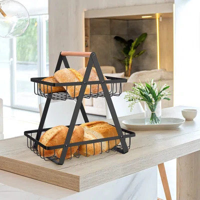 2 Tier Countertop Fruit Basket,Portable Fruit Bowle Basket For Kitchen Organizer Storage & Dining Room Fruits Vegetable Bread Snacks, Detachable Metal | Wayfair North America