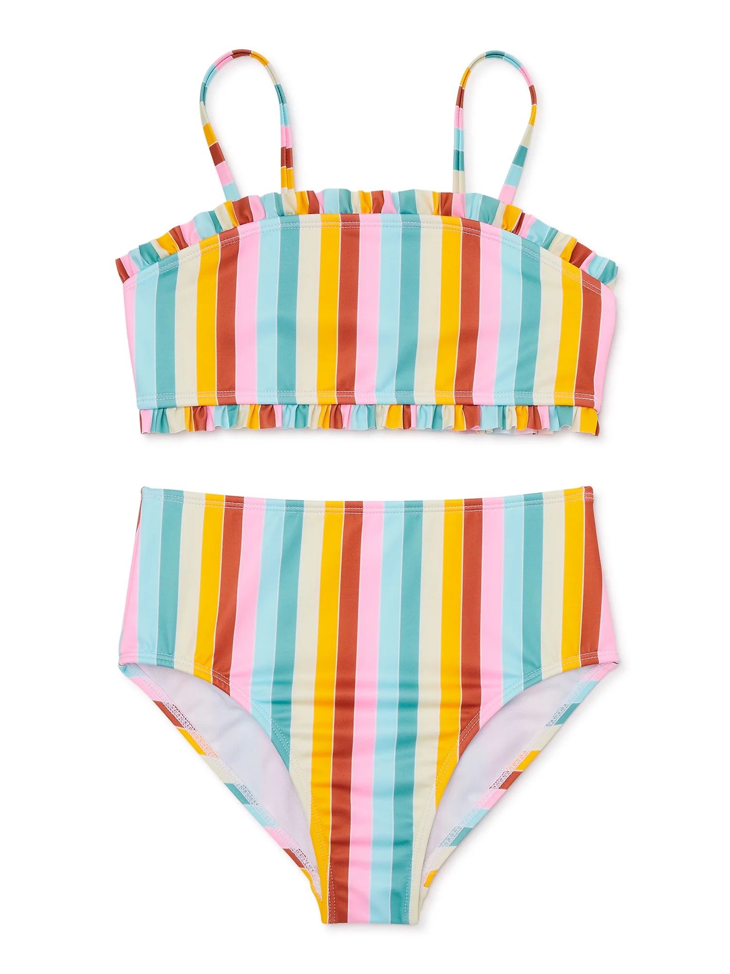 Wonder Nation Girls Ruffle Bikini Swimsuit with UPF 50, Sizes 4-16 - Walmart.com | Walmart (US)