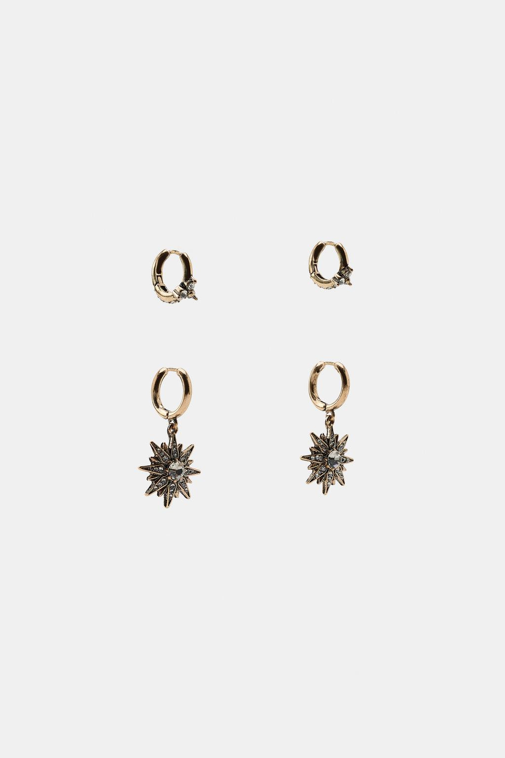 MINI HOOP AND STAR EARRING PACK | Zara US