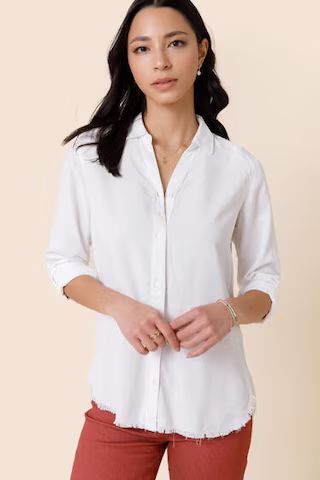 Teresa Frayed Hem Button Down Top | Francesca's