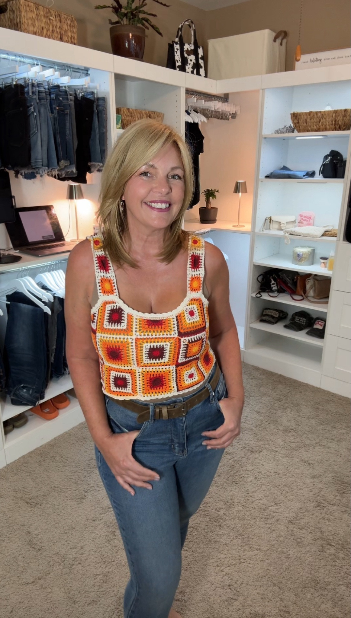 Absolutely obsessed with his cute crochet top that I bought from buckle.  It’s a lightweight, comfortable, and perfect for summer. Too bad I actually bought it for my 21-year-old daughter. I may have to keep it. 

#LTKMidsize #LTKOver40 #LTKSeasonal