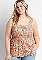 Plus Size Multi Floral Smocked Babydoll Tank Top | Maurices