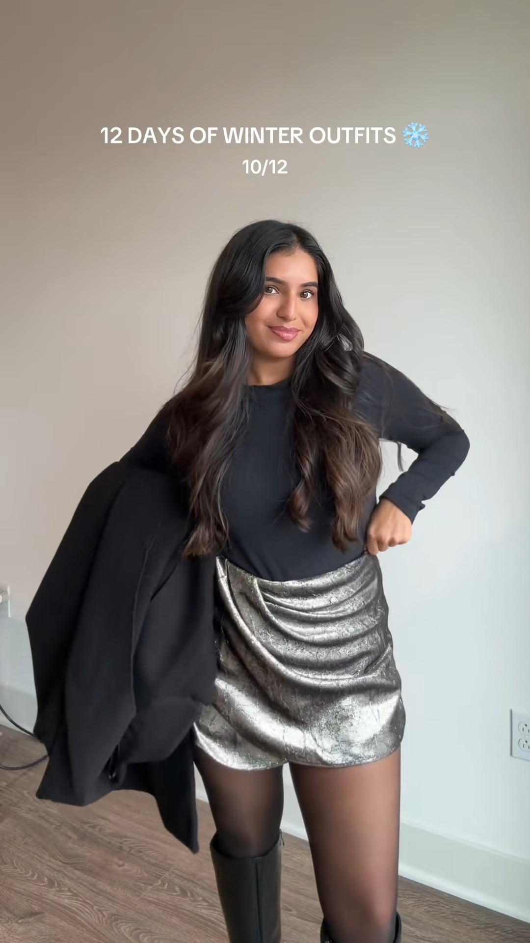 all black with a pop of gold ✨ this gold skirt is on sale currently! 

#LTKStyleTip #LTKFindsUnder50 #LTKSeasonal