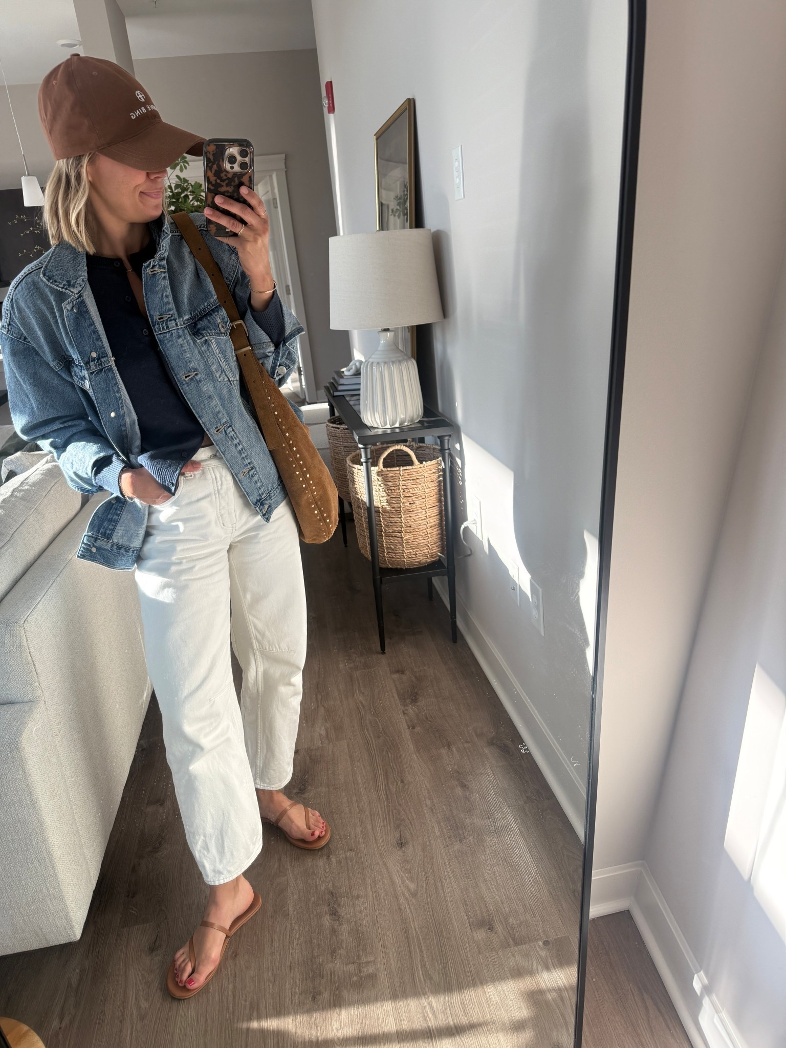 Wearing small cardigan, 24/regular jeans (run big, sized down two sizes, medium jean jacket, sandals tts 

#LTKStyleTip #LTKOver40 #LTKFindsUnder100