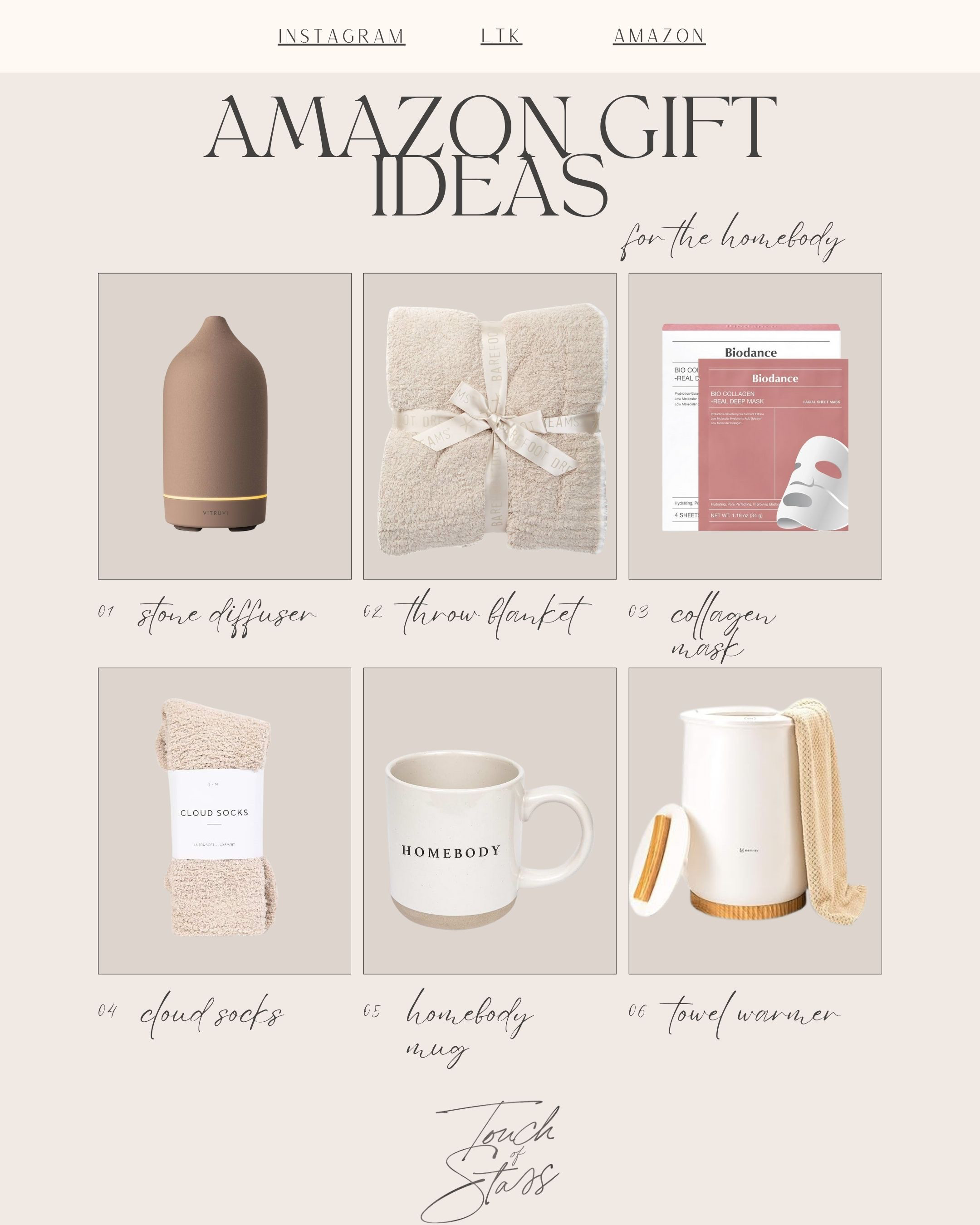 🎁 Gift Guide for the Homebody 🛋️☕

Give the gift of ultimate comfort this season with these cozy Amazon picks! Perfect for anyone who loves staying in and embracing all things homey.

✨ Stone Diffuser – Create a spa-like atmosphere with calming scents.
🛋️ Cozy Throw Blanket – The kind you’ll never want to leave.
🧦 Cloud Socks – Like walking on a warm, fluffy cloud.
☕ “Homebody” Mug – Because every cozy setup needs a personal touch.
🚿 Towel Warmer – Step out of the shower and into luxury.
🌿 Collagen Face Masks – Self-care Sunday, anyone?

Wrap these up and you’ll win the title of best gift-giver.  

 

#LTKCyberWeek #LTKGiftGuide #LTKSaleAlert