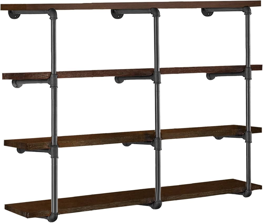 HITOMEN Industrial Iron Pipe Shelves, 3 Set 4-Tier, 42" Tall, 12" Depth, DIY Open Bookshelf Bookc... | Amazon (US)