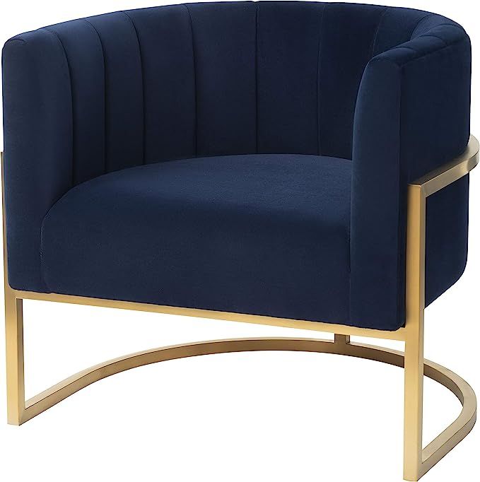 MEXIYA Havana Living Room Chairs Modern Navy Textured Velvet Upholstered Accent Chair with Brushe... | Amazon (US)