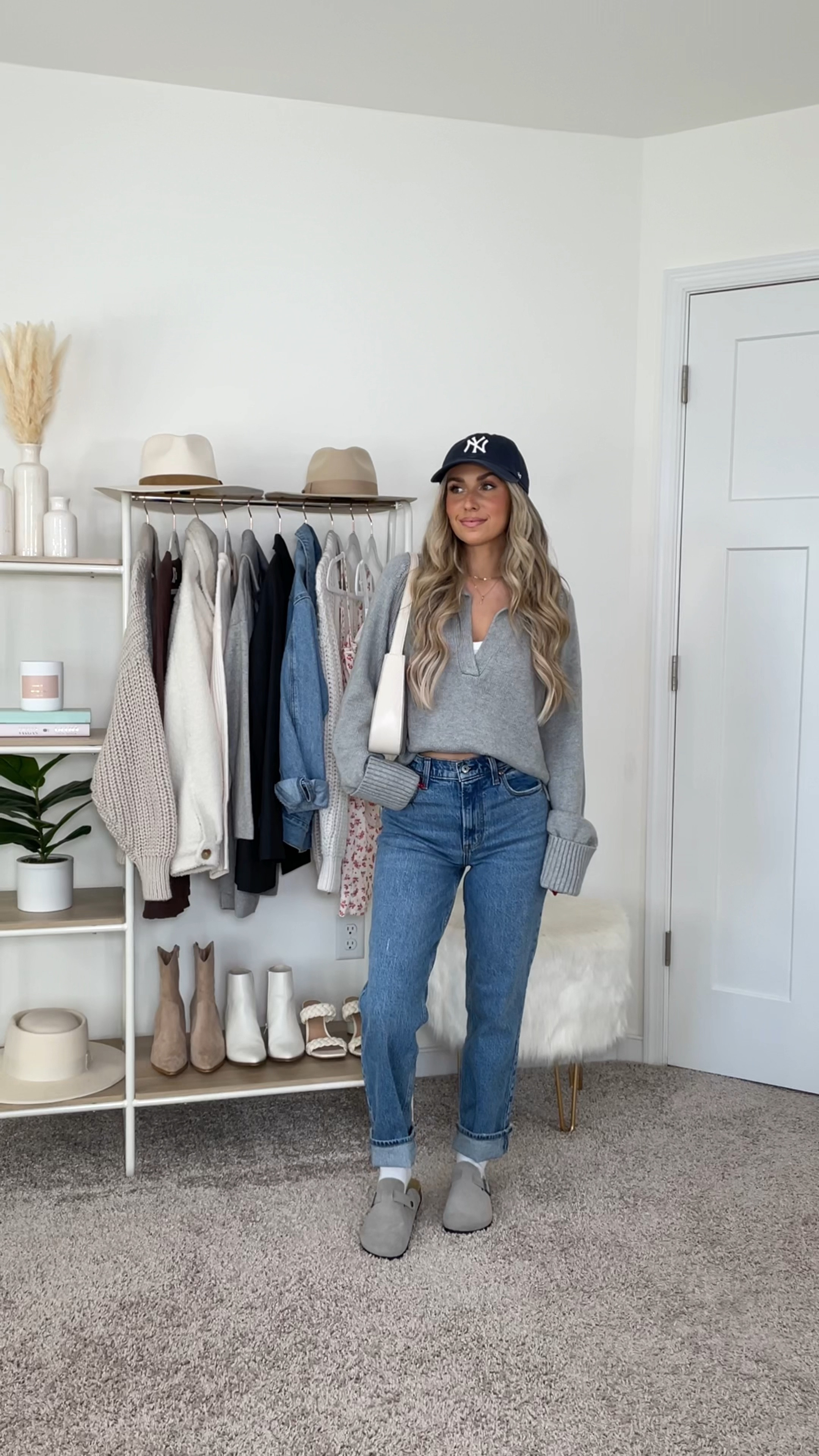 + sweater: small
+ tank top: xs
+ jeans: 25 short 
+ amazon clogs: size 6

#LTKSeasonal #LTKfindsunder100 #LTKVideo