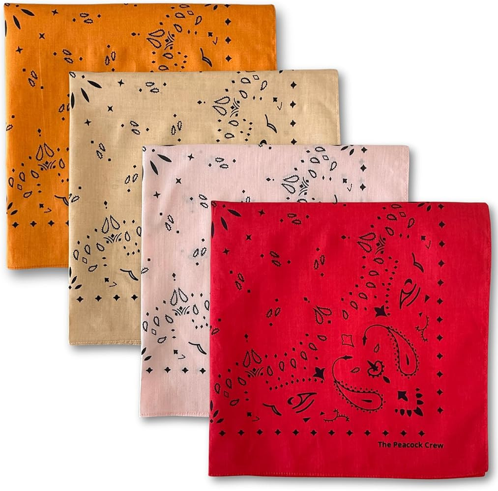 Premium Soft Cotton Designer Bandanas Pack for Men and Women 22 x 22 inches | Amazon (US)