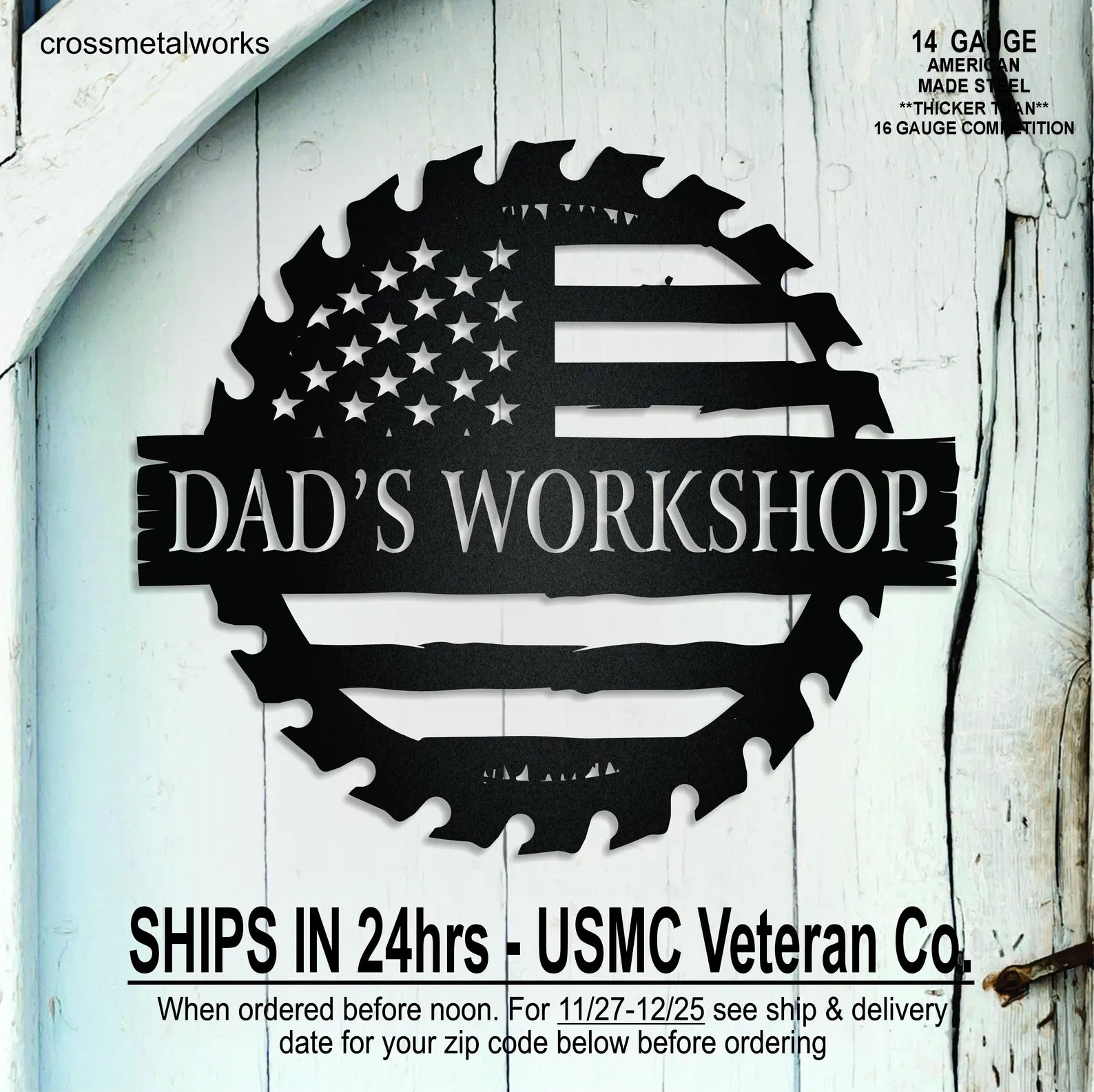Custom Workshop Sign, Personalized Metal Sign for Dad, Father's Day Gift, Patriotic USA Waving Fl... | Etsy (Global)