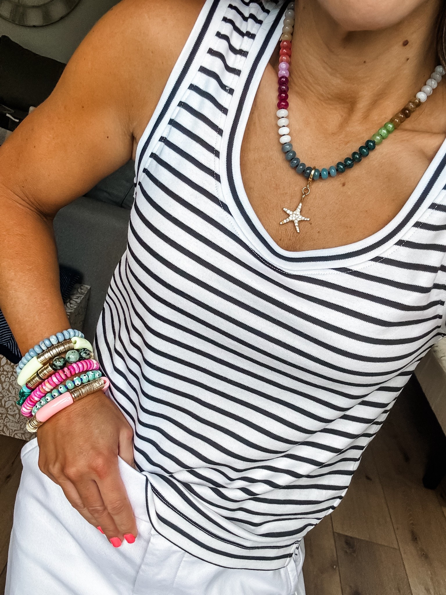 Code tammyxspanx at Spanx for 15% off and free shipping for new customers. Starfish code tammy20. Wearing small striped tank top. 

#LTKOver40 #LTKFindsUnder50 #LTKFindsUnder100