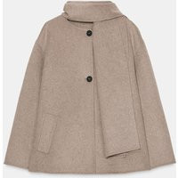 Zara - Wool Blend Short Coat With Scarf - Women - Mink - Women | Zara US